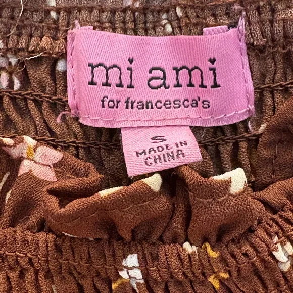 Francesca’s Miami Brown Puff Sleeve Sundress - Picture 3 of 3